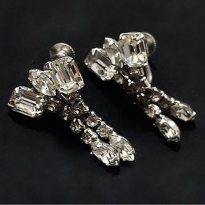 ✨ Beautiful Vintage Silver Rhinestones Earrings